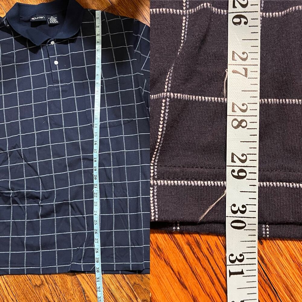 Vintage 90s Puritan Navy White Check Polo Shirt XL Short Cotton - Picture 15 of 17